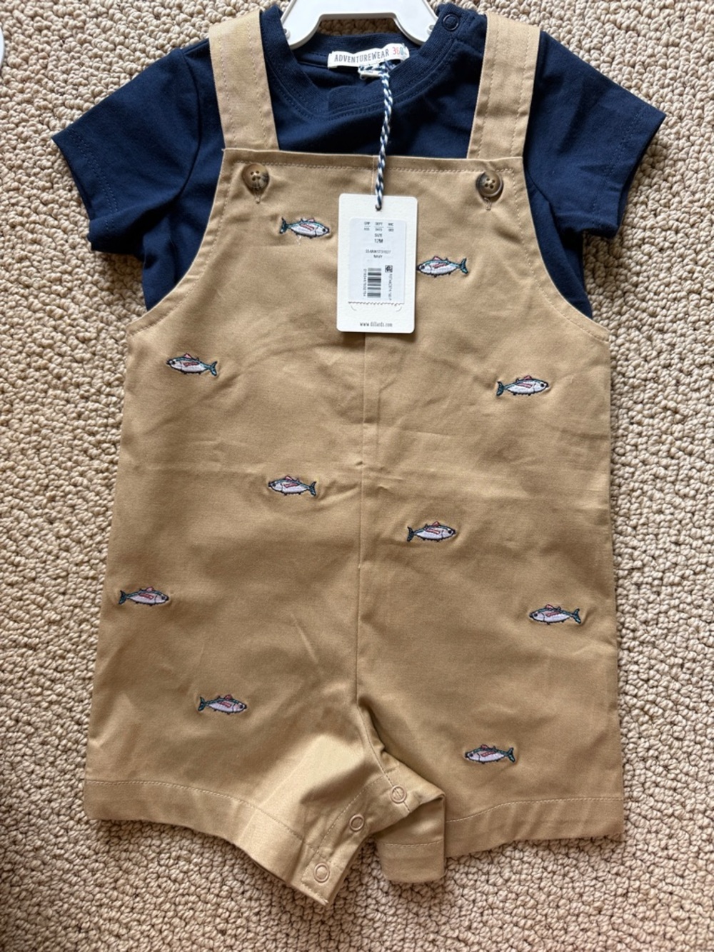 Adventurewear 360 Baby Boys Twill Embroidered Trout Jon Jon Shortall size 12M